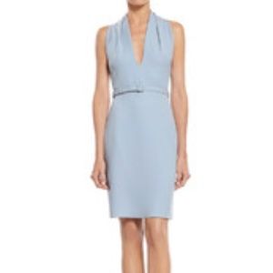Blue Light Cady Draped Neck Dress